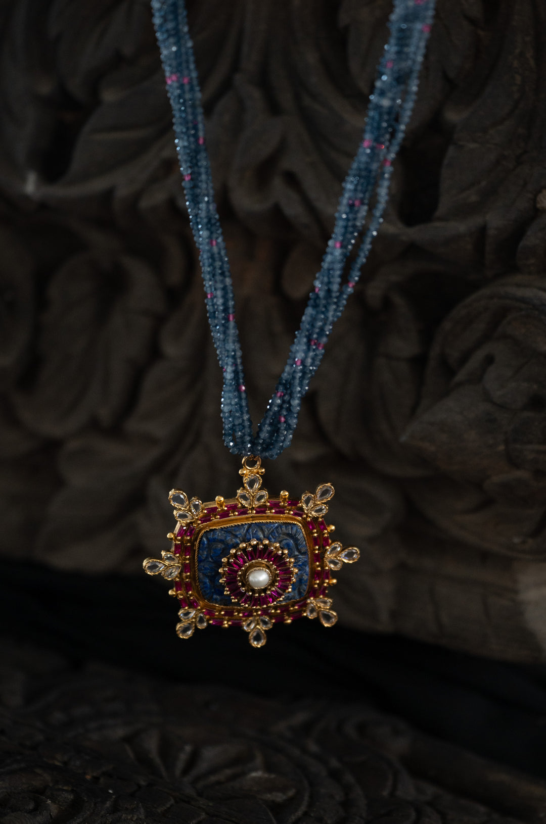 Marasim Blue Temple Work Necklace