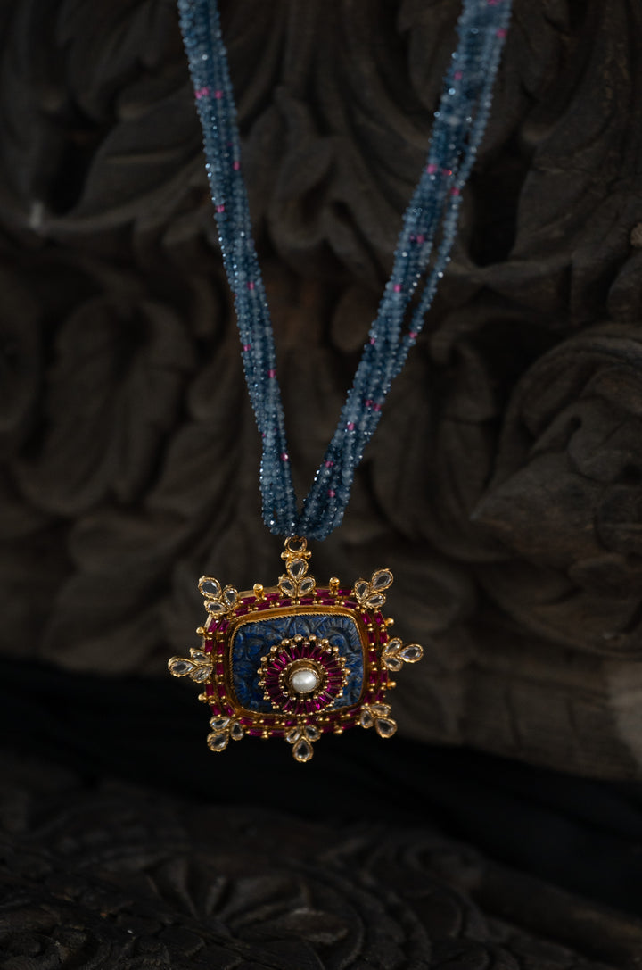 Marasim Blue Temple Work Necklace