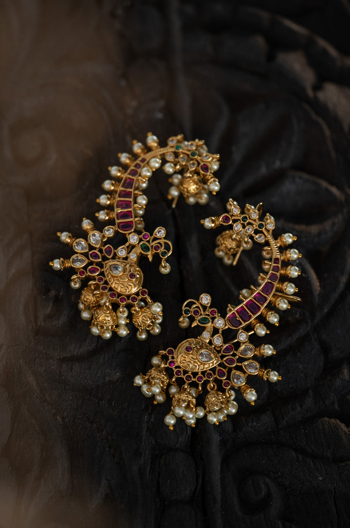 Nanika Red Temple Work Earrings