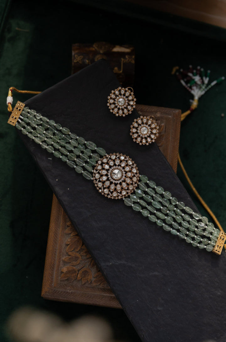 Devanshi Floral Polki Choker Necklace Set