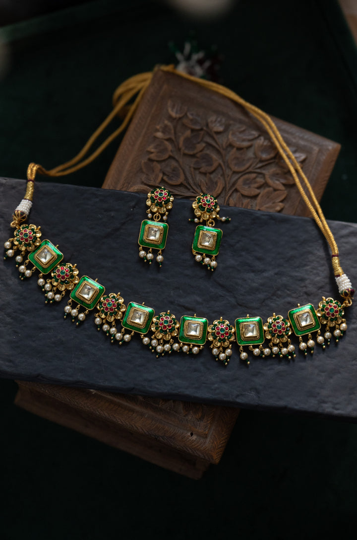 Chaaya Green Polki Necklace Set