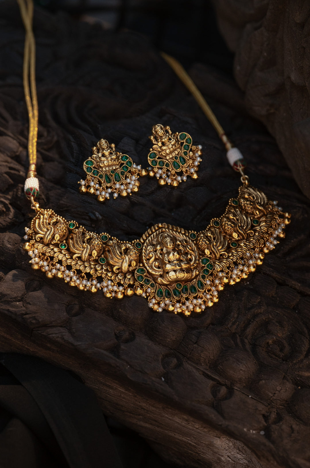 Urvashi Green Temple Necklace Set