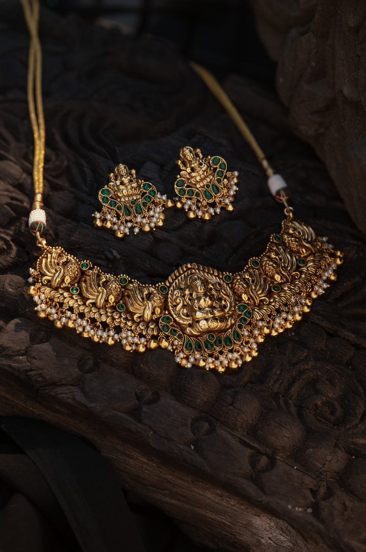 Urvashi Green Temple Necklace Set