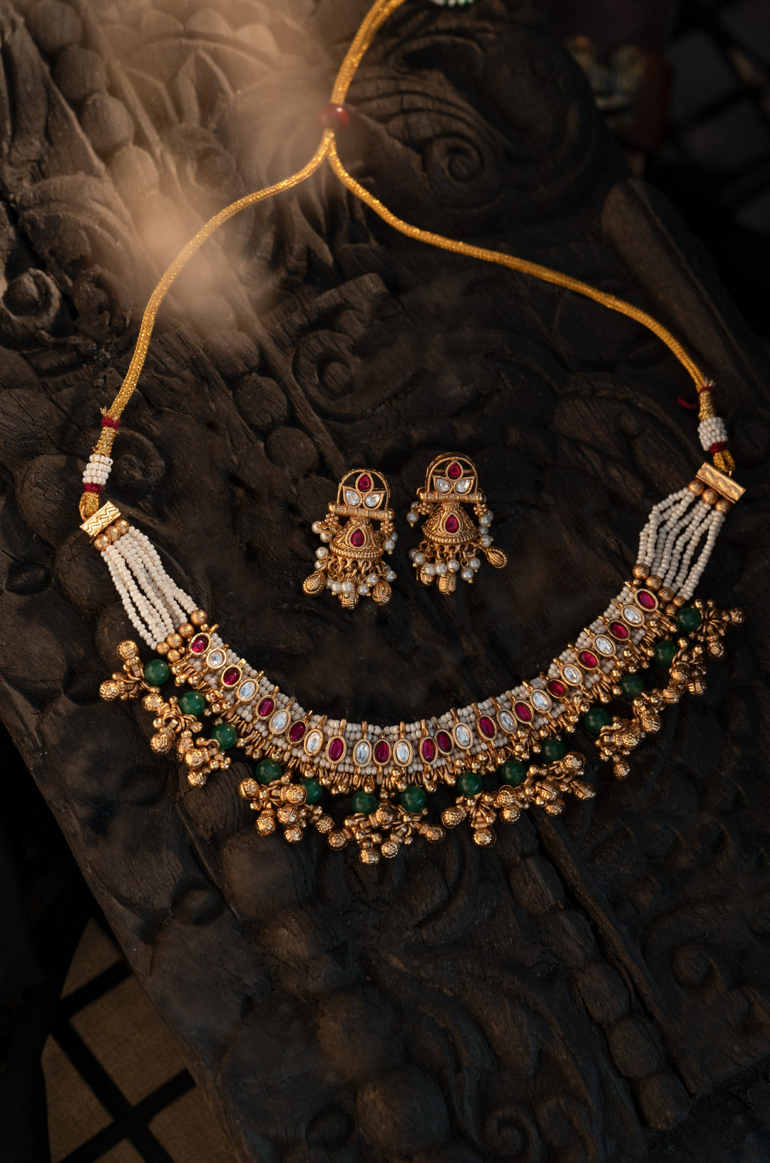 Umme Pink Kundan Necklace Set