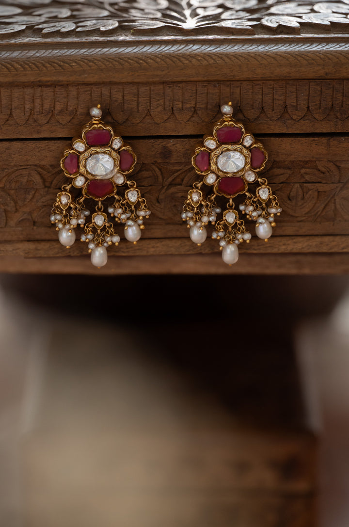 Roshnara Silver Polki Earrings