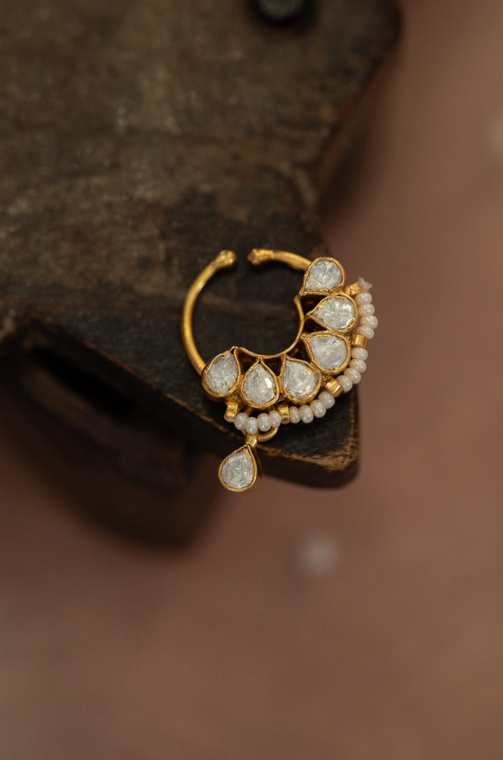 Urvisha Polki Silver Nosepin
