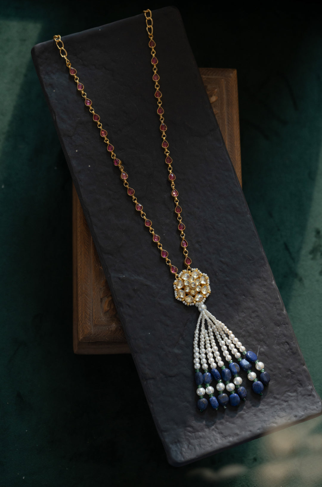 Sahar Kundan Tassel Pendant Necklace