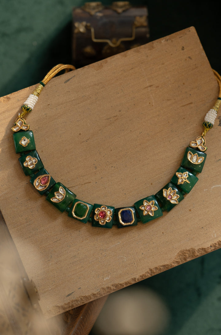 Rukhsar Green Kundan Necklace