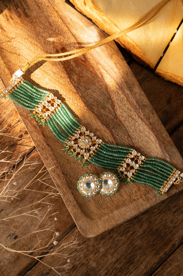 Asma Green Kundan Necklace Set