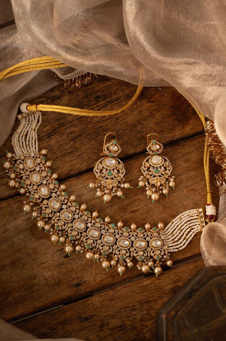Jivika Turquoise Polki Necklace Set