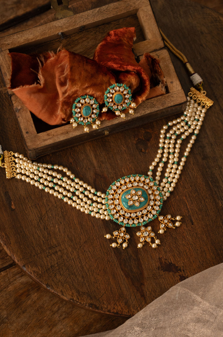 Zehra Turquoise Kundan Necklace Set