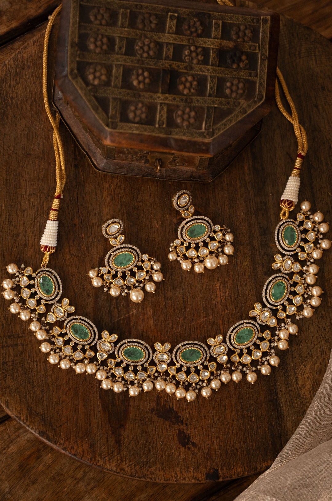 Gouravi Mint Polki Necklace Set