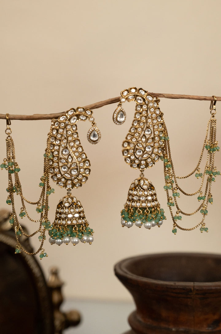 Agrani Mint Kundan Earcuff Earrings