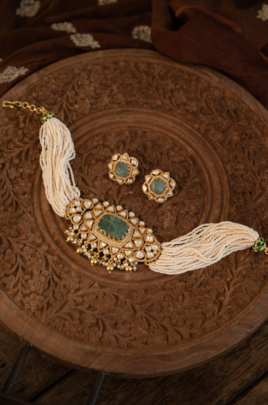 Riddhi Silver Polki Necklace Set