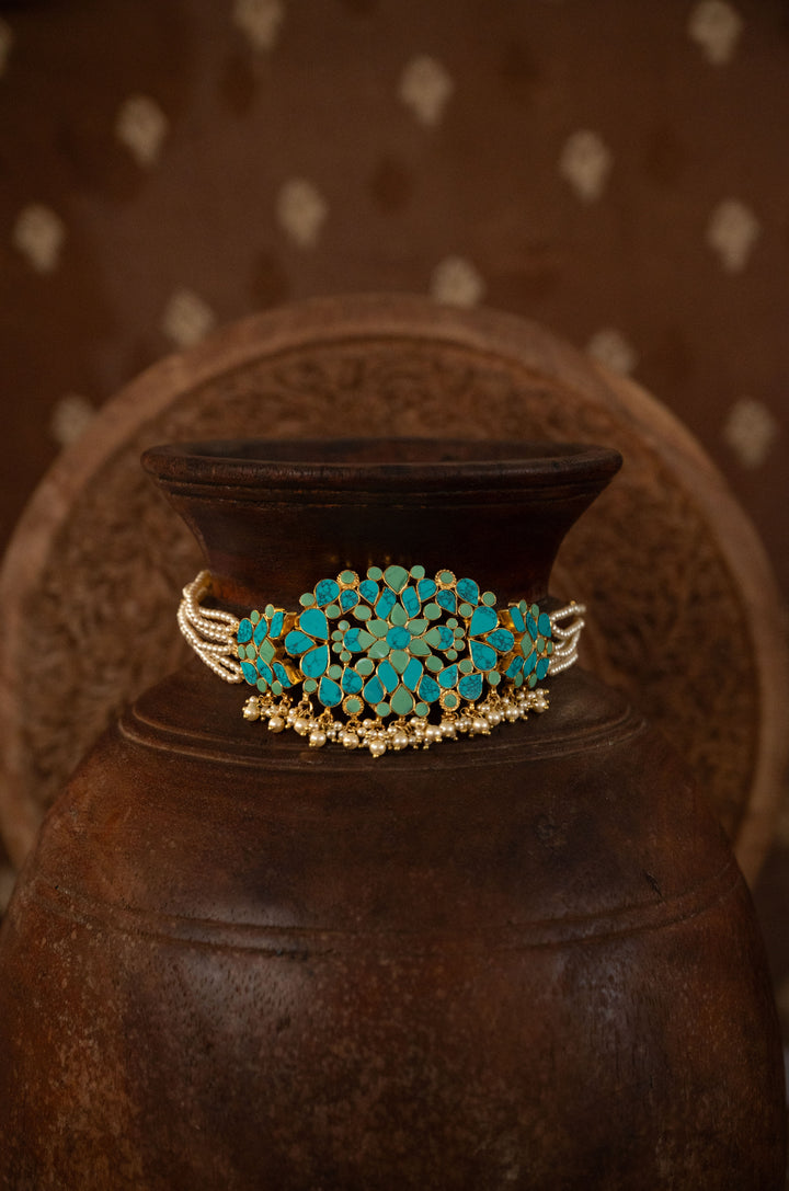 Ramiya Firoza Silver Necklace Set