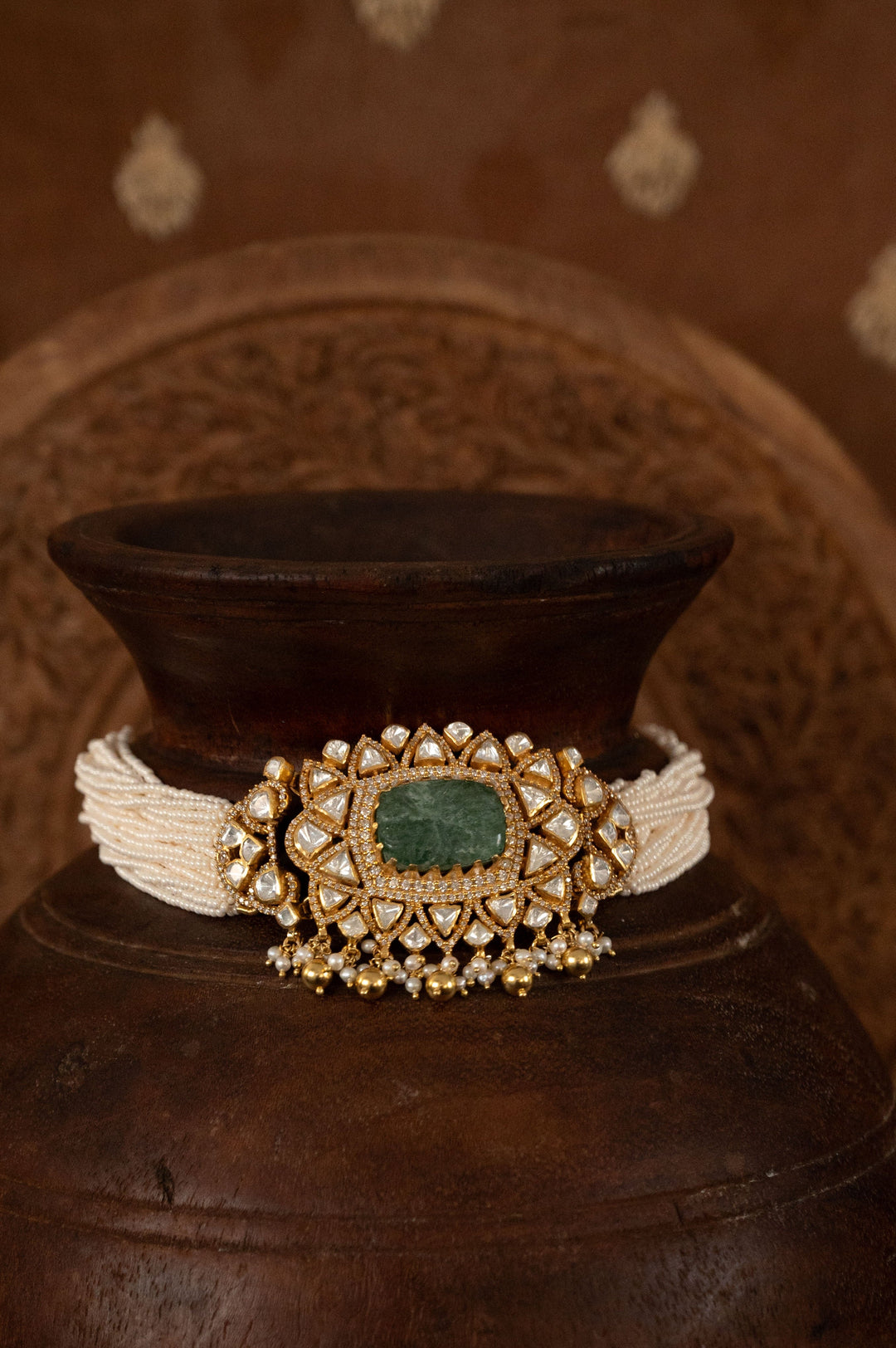 Riddhi Silver Polki Necklace Set