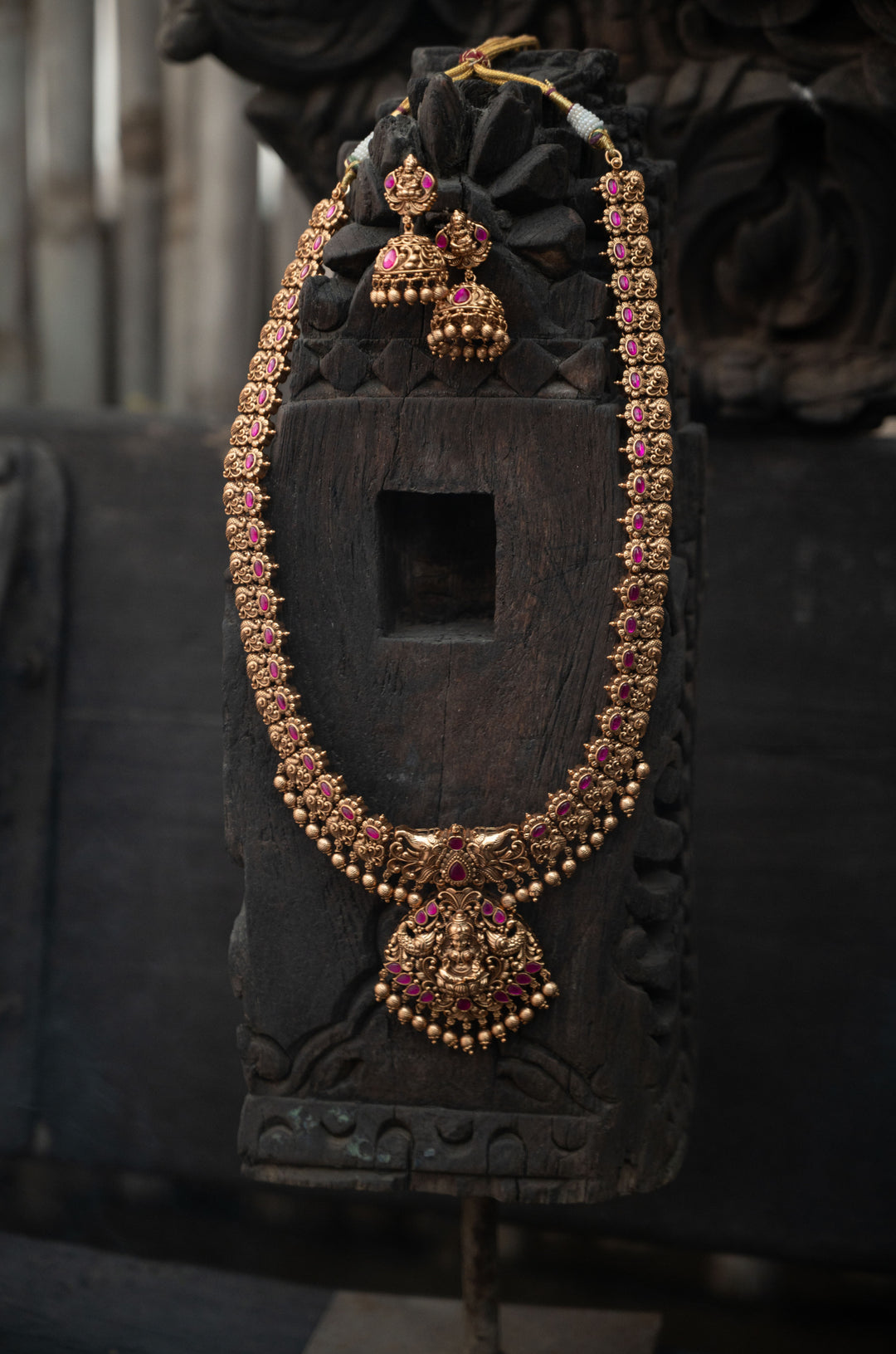 Chatura Pink Temple Necklace Set
