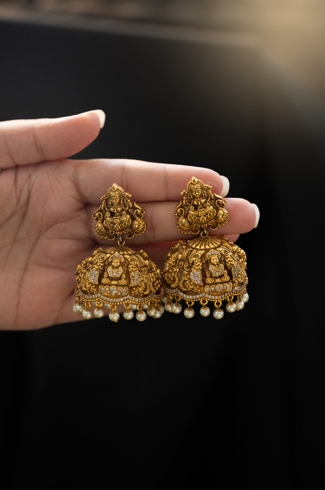 Rabia Temple Work Jhumka Earrings
