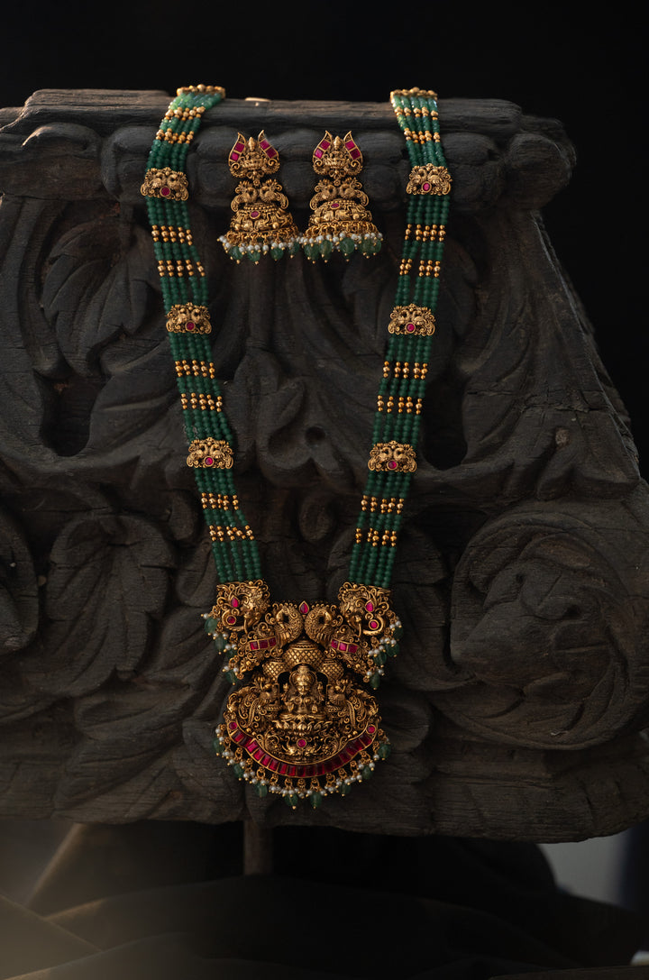 Sahime Green Temple Work Necklace Set