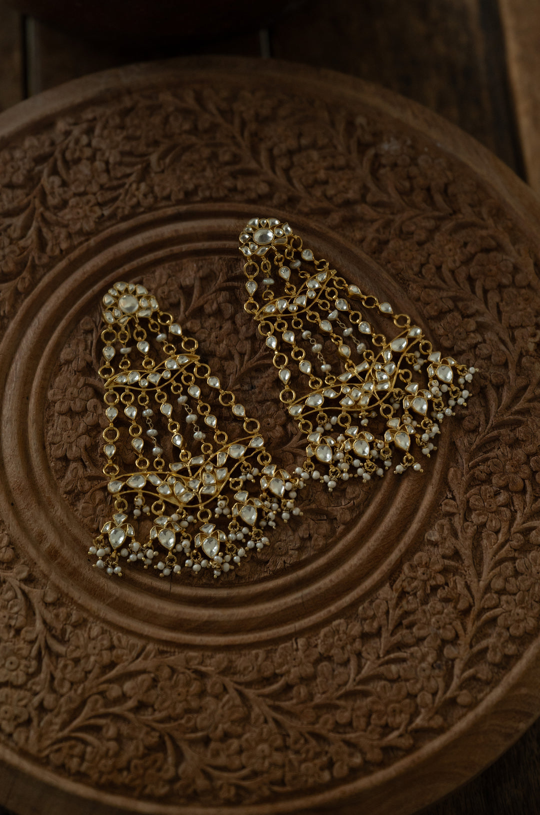 Devanshi Polki Silver Chandbali Earrings