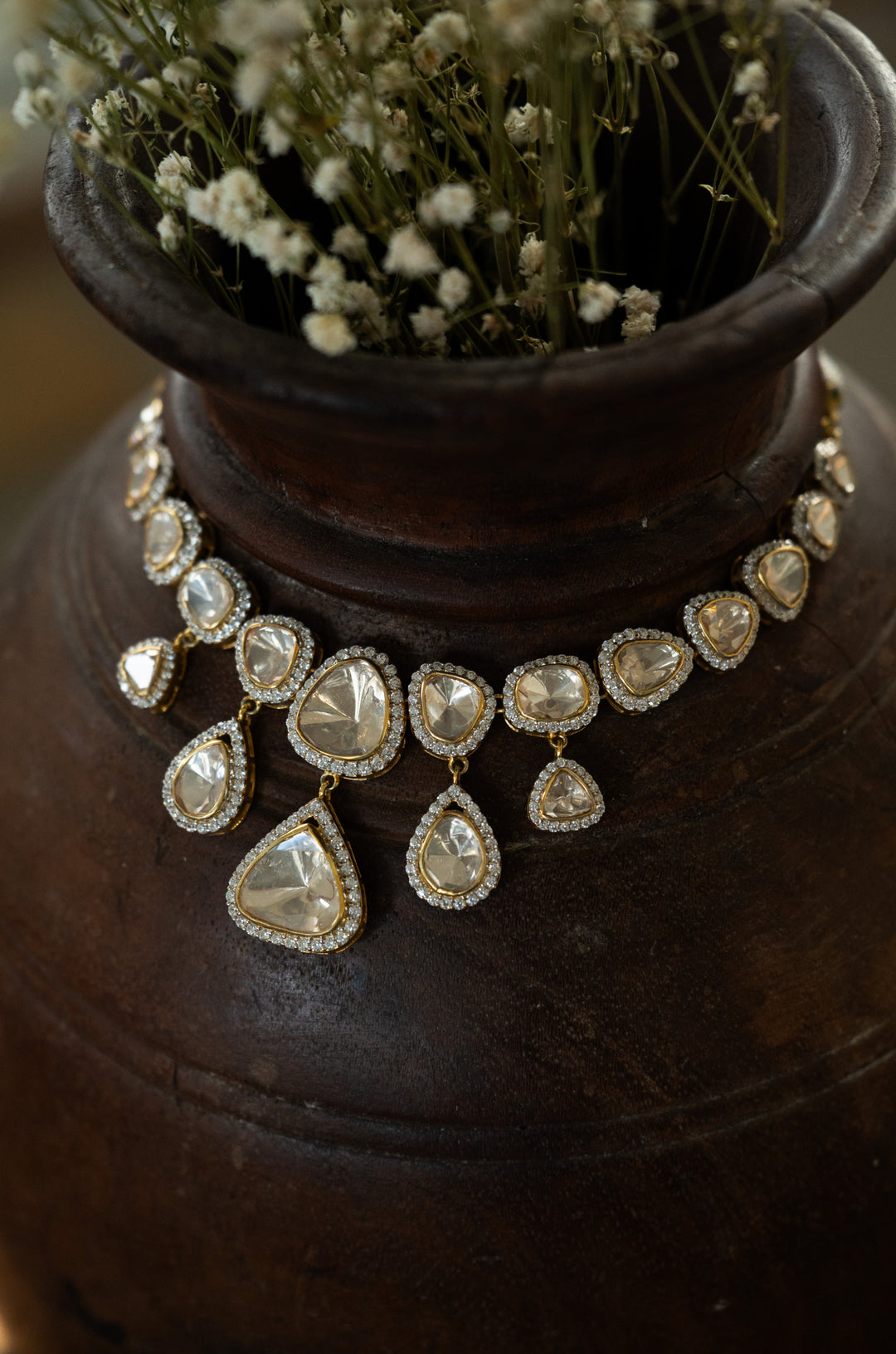 Rivya Polki Silver Necklace
