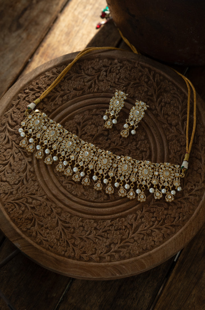 Kaia Silver Polki Necklace Set