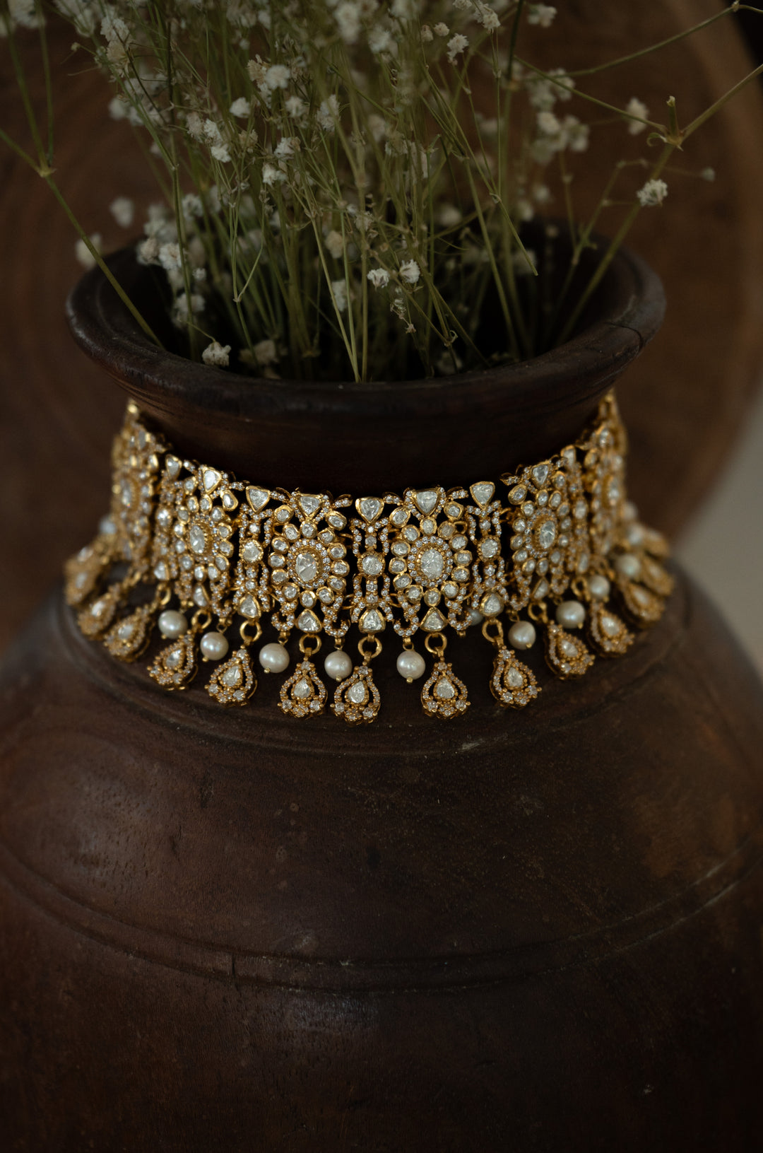 Kaia Silver Polki Necklace Set