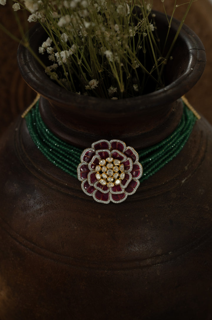 Rosette Fine Silver Choker Necklace
