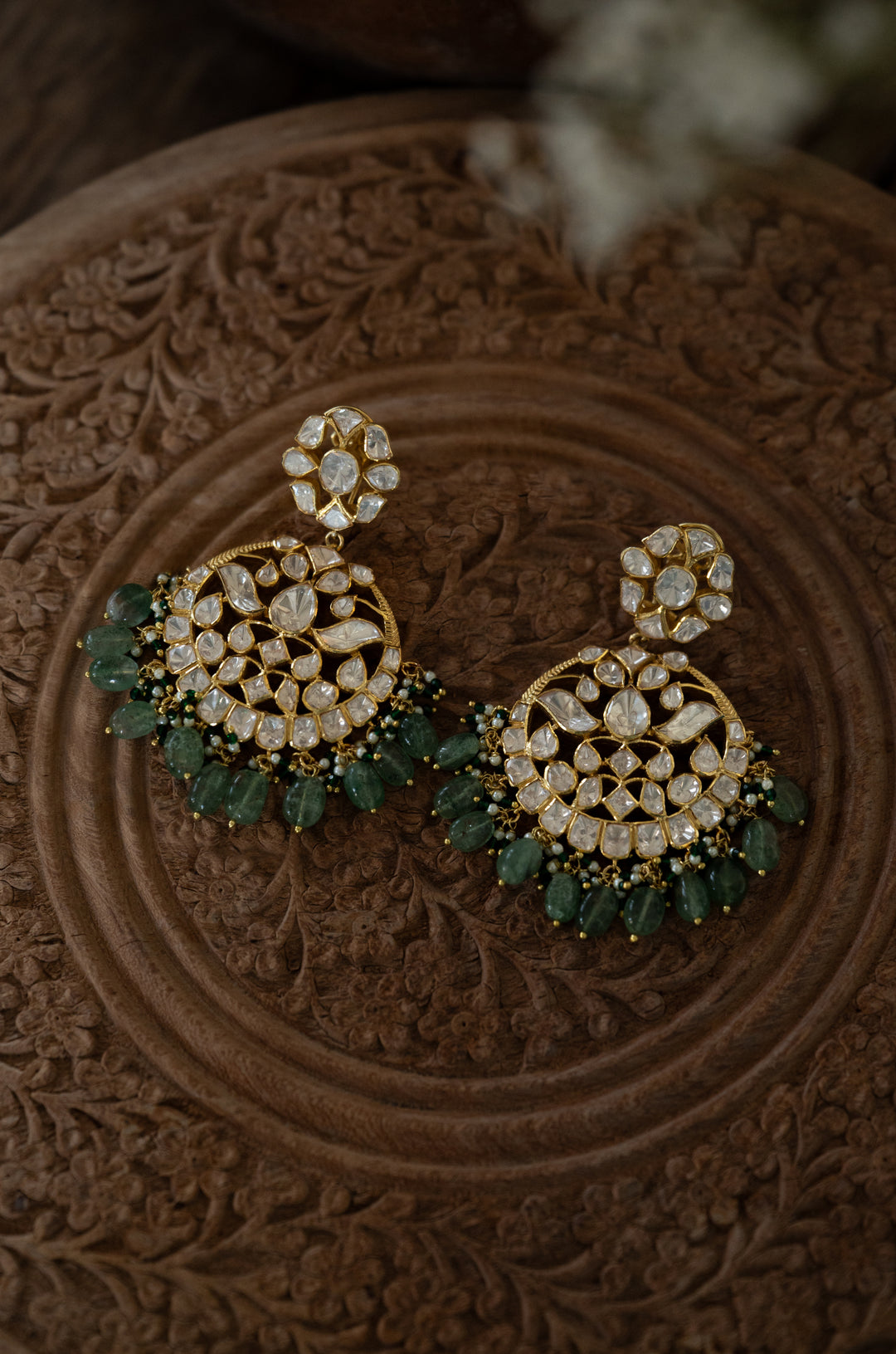 Tareem Silver Polki Earrings
