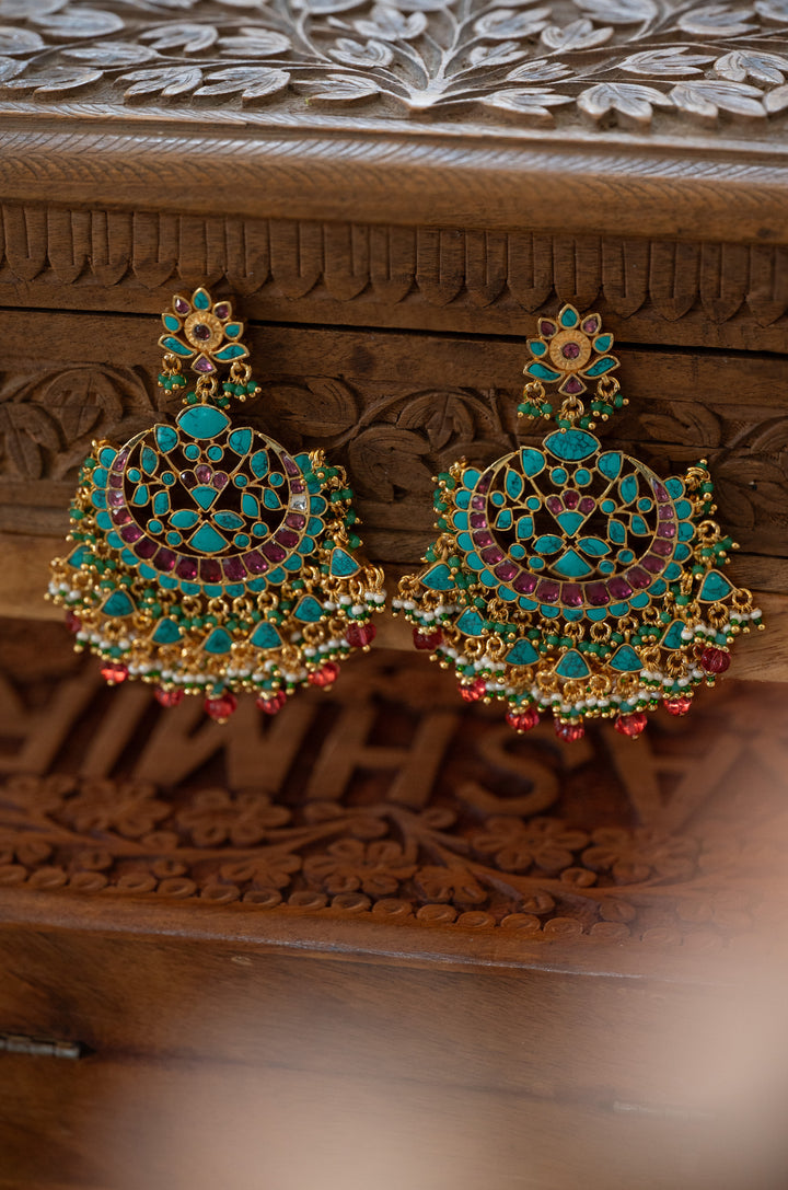 Aaira Turquoise Kundan Earrings
