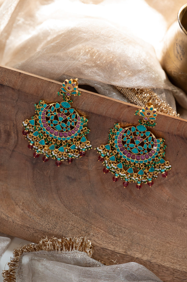 Aaira Turquoise Kundan Earrings