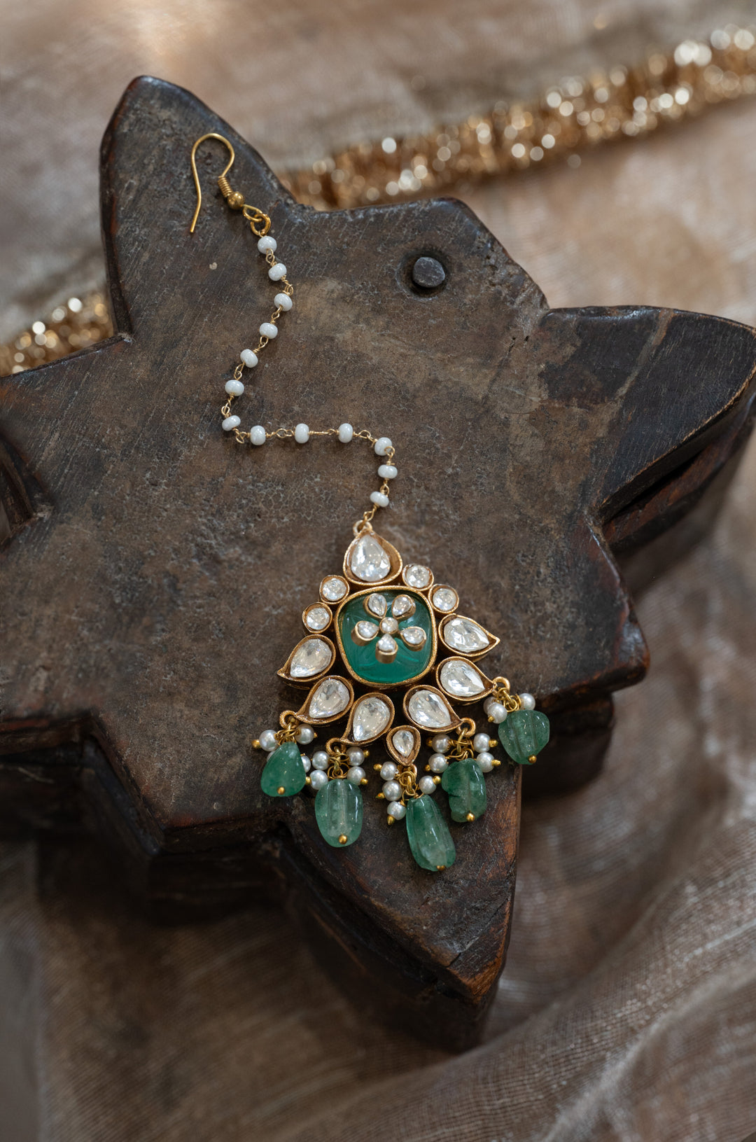 Chaitali Mint Polki Maangtikka