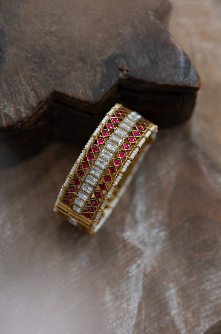 Jevika Red Kundan Bangle