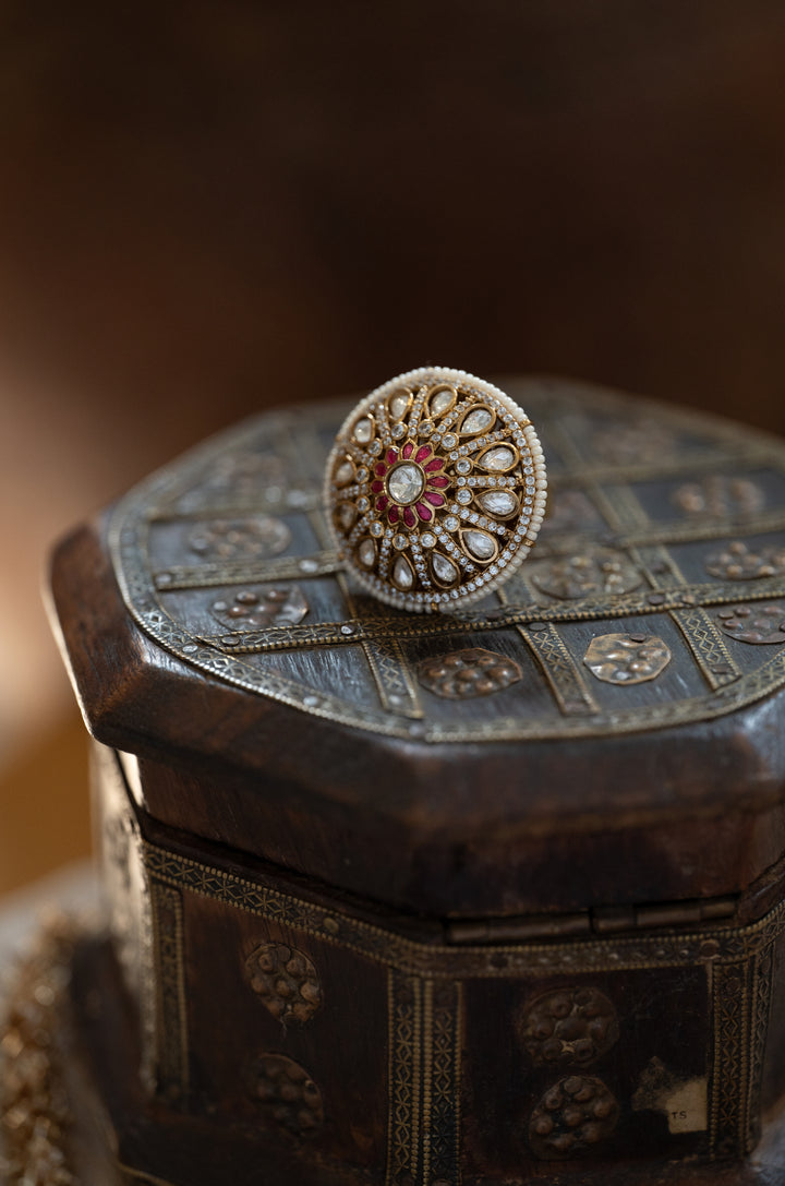 Aarvi Red Polki Ring