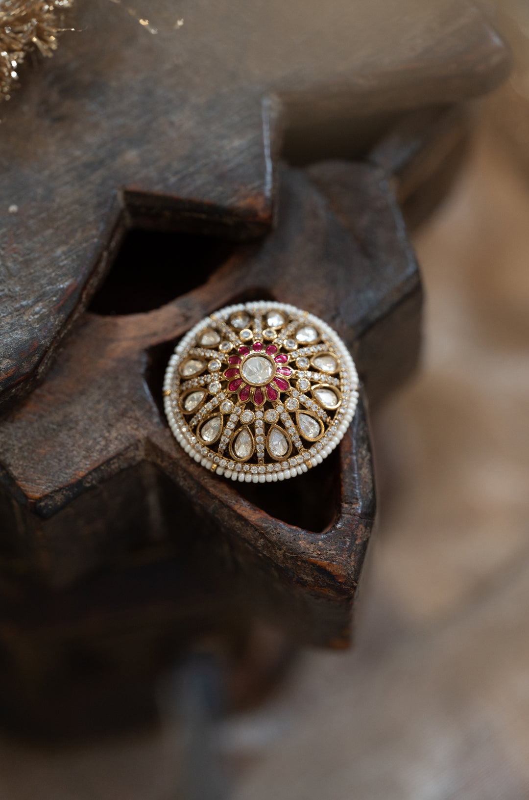 Aarvi Red Polki Ring