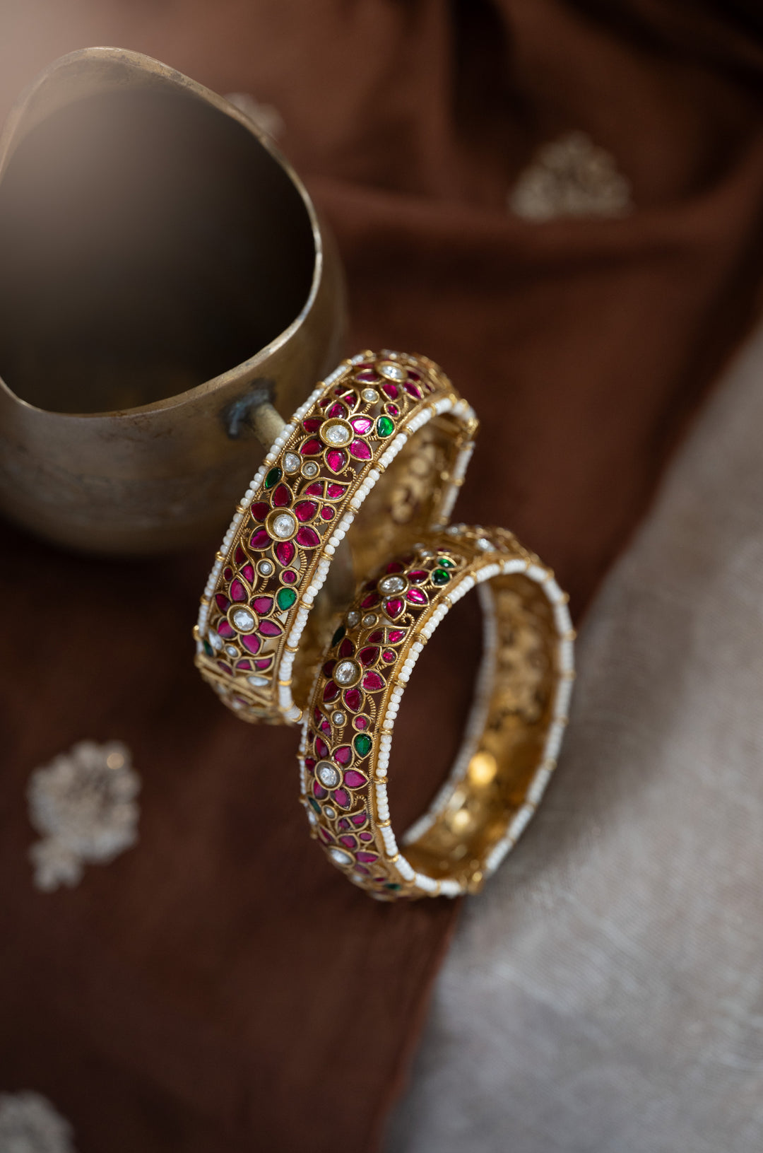 Zaika Kundan Bangles- Set of 2