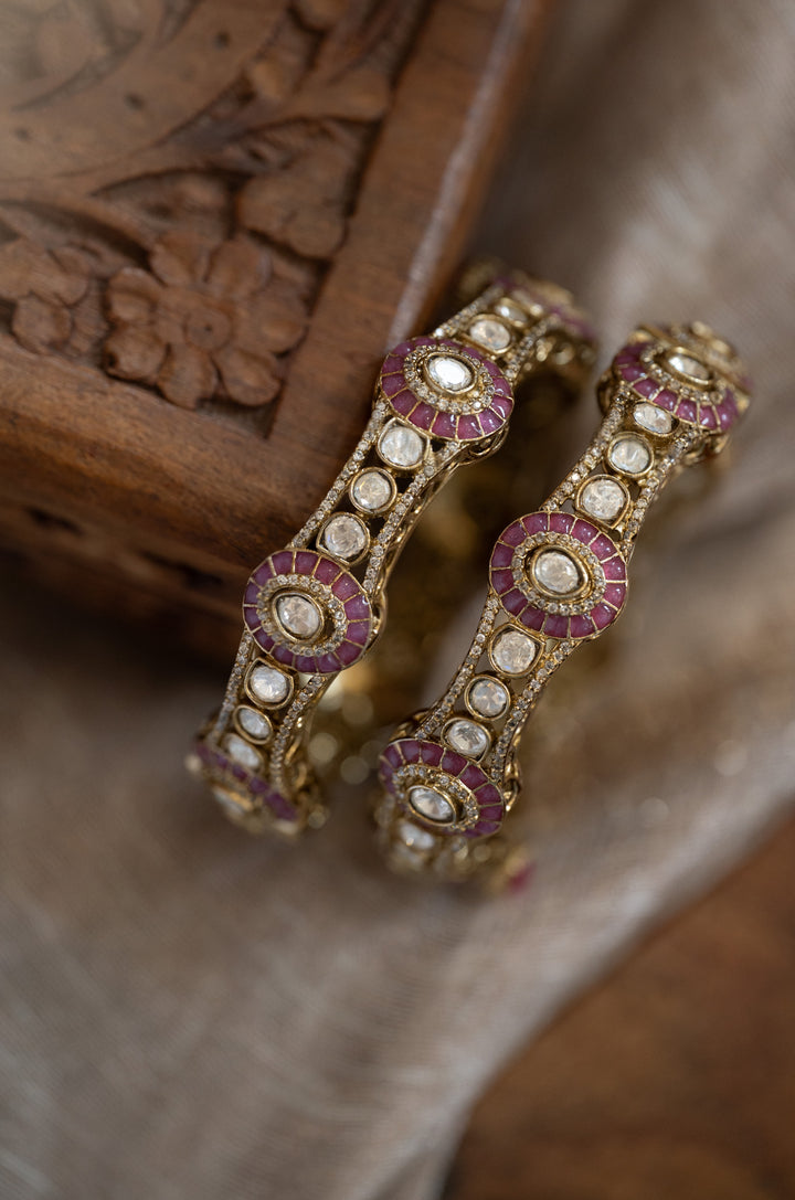 Iyla Pink Polki Bangles- Set of 2