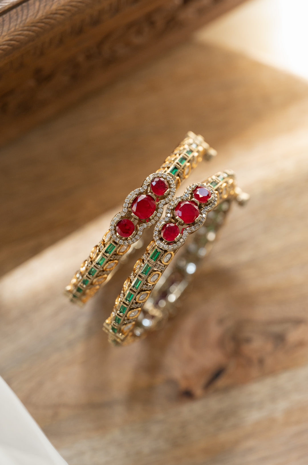 Archie Red Polki Bangles - Set of 2