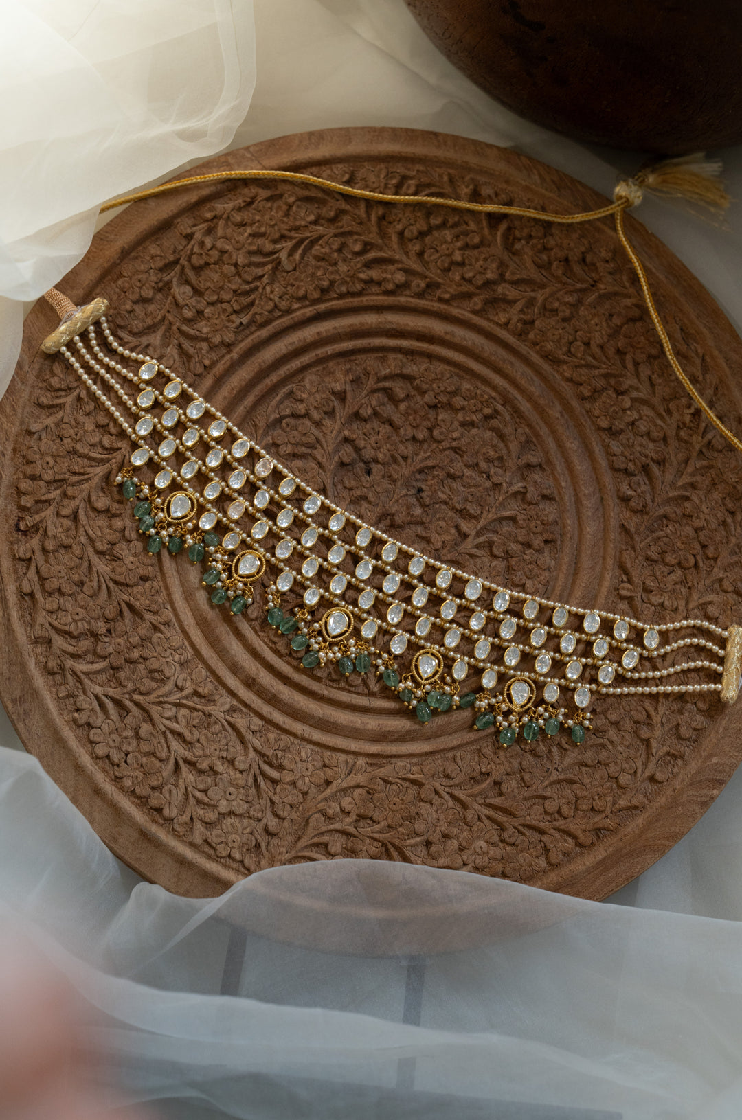 Bhavika Mint Polki Silver Necklace