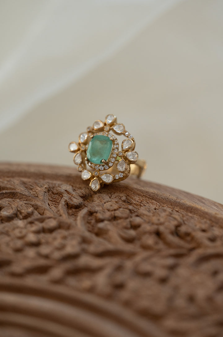 Isha Mint Polki Silver Ring