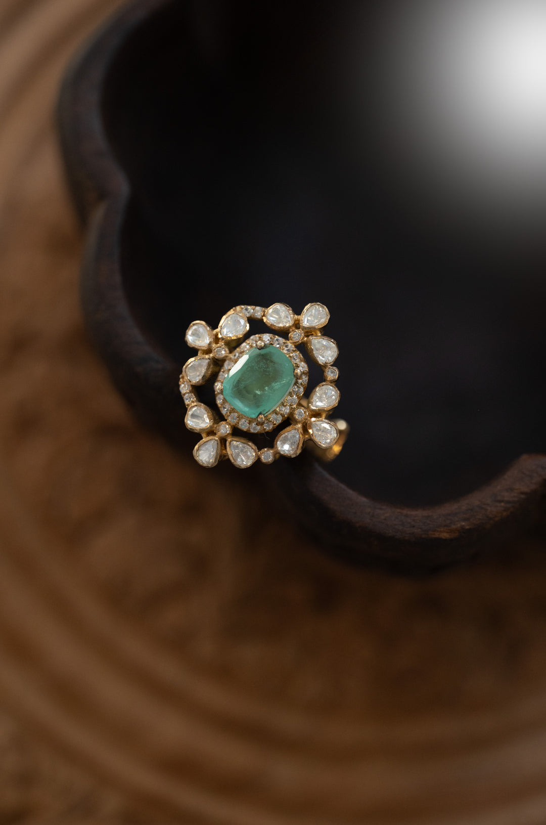 Isha Mint Polki Silver Ring