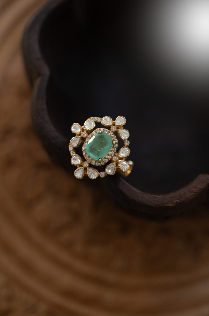 Isha Mint Polki Silver Ring