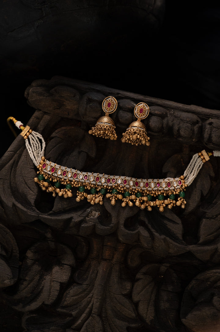 Umme Pink Kundan Necklace Set