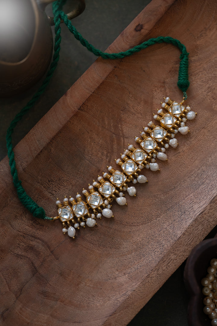 Zoharin Pearl And Kundan Necklace