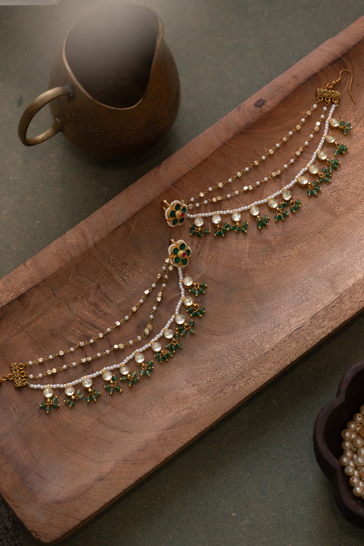 Rania Kundan Bugadi Kaan Chain Earrings
