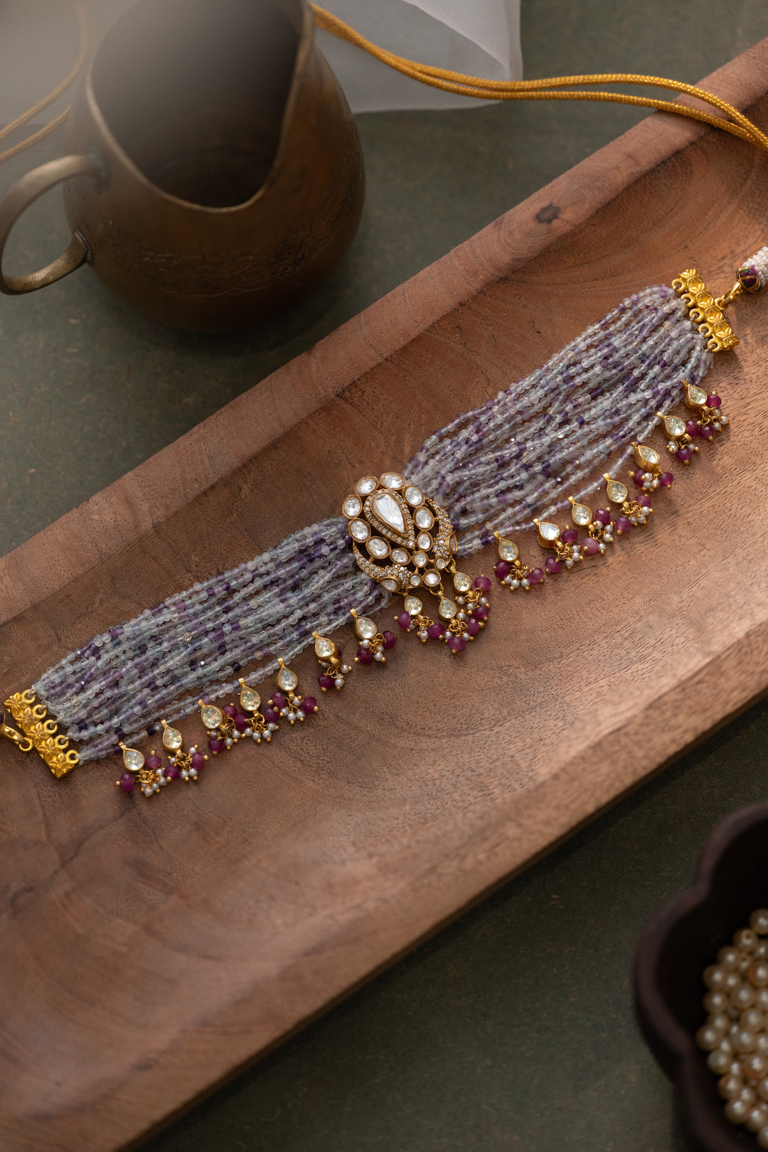 Zaina Purple Polki Necklace