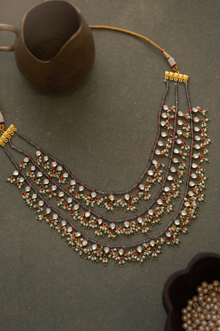 Versha Grey Layered Kundan Necklace