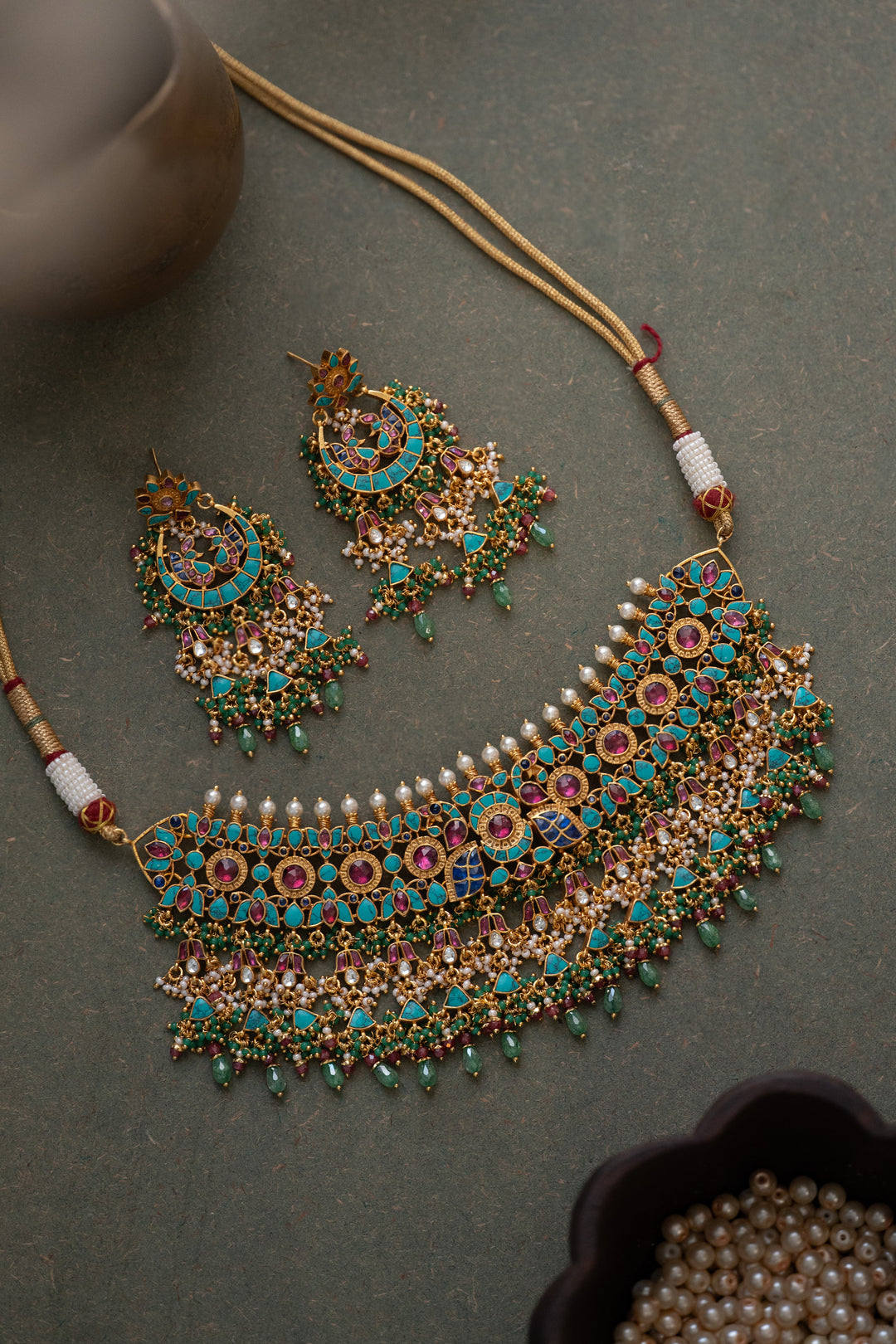 Orisha Turquoise Kundan Necklace Set