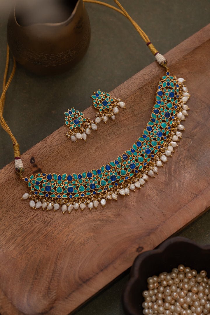 Neelam Turquoise Kundan Necklace Set