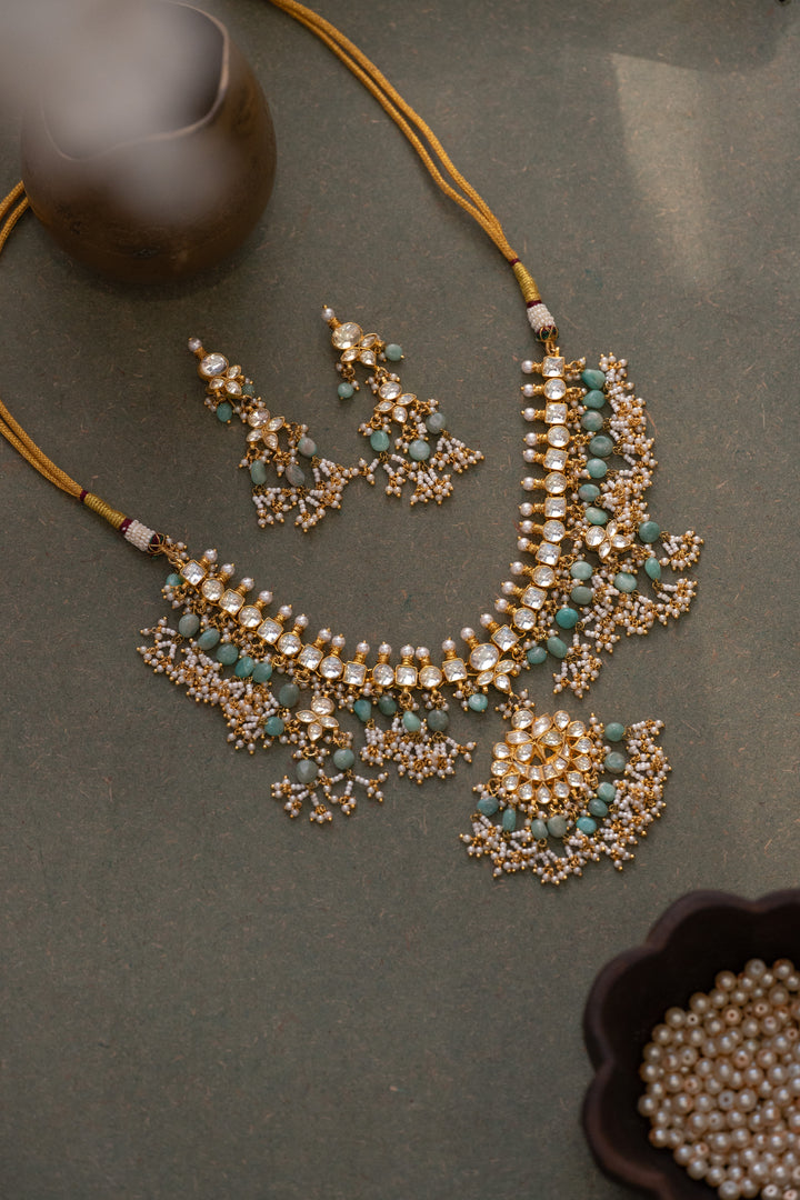Neelam Kundan Necklace Set